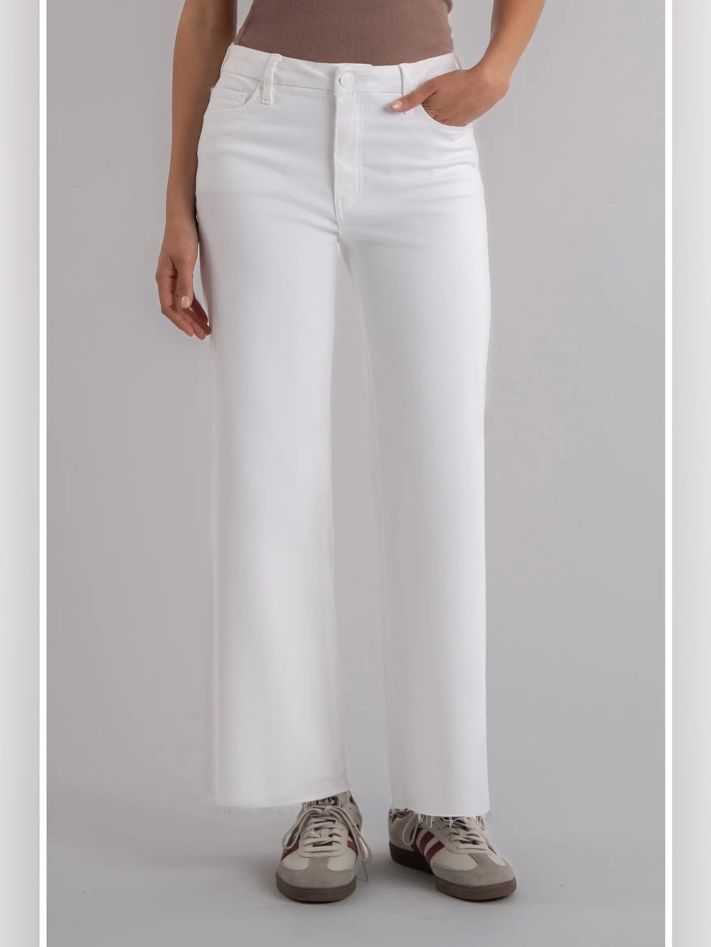 Kut from the Kloth White High-Rise Wide Leg Jeans